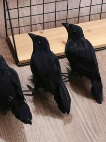 6pcs Halloween Simulation Black Crow Feather Crow Halloween Decoration Crow Garden Props Decoration,Christmas