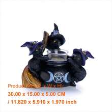 Whimsical Black Cat Cauldron Tealight Holder - Enchanting Halloween Decor For Cozy Ambiance And Spooky Celebrations