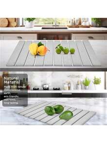 1 pieza Alfombrilla plegable autolimpiante para escurrir en la encimera de la cocina, de gel de sílice de secado rápido, cuadrada, antideslizante y resistente al calor, para encimera de baño, posavasos y protección contra salpicaduras - Multicolor - Ver 4