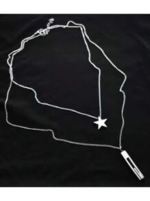 Fashionable and Popular 2pcs Men Round & Geometric Pendant Necklace Alloy for Jewelry Gift and for a Stylish Look