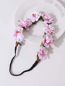1pc Women's Fashion Elegant Bohemian Pink 3D Flower Headband, Suitable For Daily, Spring Party, Travel, Beach, Wedding Matching - Multicolor - View 3