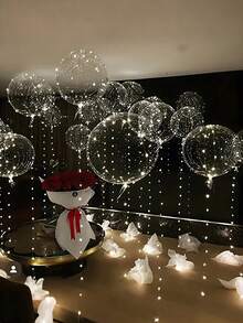 12 piezas (6 sets) - Luces de cuerda de globo LED, diseño de bola Bobo transparente, decoración para cumpleaños, boda, aniversario, Día de San Valentín, fiesta de playa de verano, decoración de fiesta interior, blanco cálido