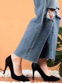 Zapatos de tacón elegante de punta fina para mujer estilo business casual, ideales para oficina y fiestas - Negro - Ver 3