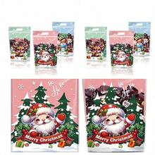 100pcs Christmas Gift Bags, Plastic Stand-Up Pouches, Mixed Color Festive Packaging, With Santa, Reindeer & Snowman Designs, For Holiday Presents, Snacks, And Party Favors, Suitable For Christmas, New Year, And Thanksgiving(10/50/100pcs)