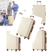 Carry On Luggage 24 Inch ABS+PC Lightweight 65L Capacity Hardshell Suitcase With TSA Lock And Wheels For Travel Trip