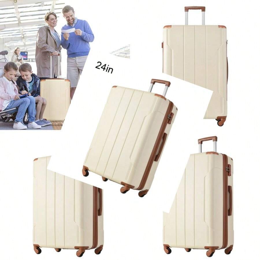 Carry On Luggage 24 Inch ABS+PC Lightweight 65L Capacity Hardshell Suitcase With TSA Lock And Wheels For Travel Trip