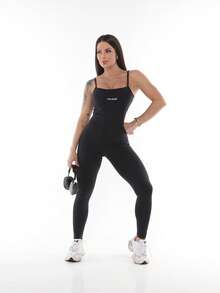 Macacão Longo Fitness Preto - Preto - Visão 5