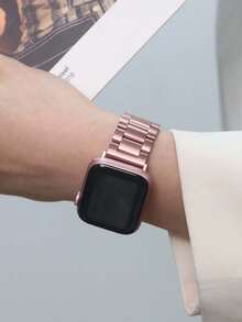 1 件玫瑰金不锈钢可调节 表带，兼容 Ultra/Series 3/2/1/SE/S10/S9/S8/S7/S6/S5/S4/S3/S2/S1，38mm/40mm/41mm/42mm/44mm/45mm/49mm/46mm（不含手表），时尚优雅的女士智能手表表带 - 淺粉色 - 查看 8