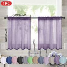 1 pièce Rideau transparent de couleur unie, rideau de fenêtre transparent à moitié, rideau filtrant de poche de tige pour ombrage. Convient pour la décoration de la cuisine, de la salle de bain et du café. Rideau de voile
