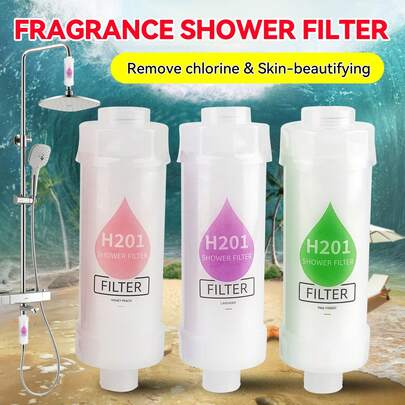 Aromatherapy Shower Head Filter, Home Shower Hot Water Chlorine Removal & Skin Purification Filter, High-Quality Vitamin C Aromatherapy Shower Filter, Strong Fragrance, Round Plastic Material