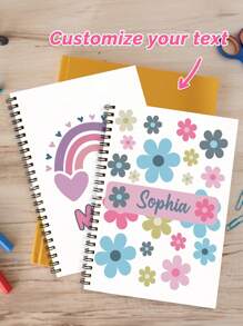Personalized Notebook- Custom Text Notebook- Custom Logo Book- Custom Book With Own Text.Personalized Kraft Spiral Notebook. Custom Text Wire Notepad. Custom Blank Book. Name, Initials Journal. Large Left Bound Spiral Notebook - Multicolor - View 1