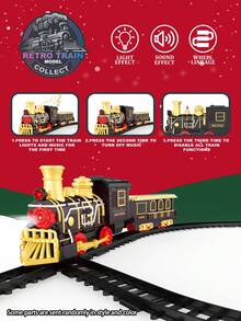 Zestaw torów elektrycznych w stylu retro – klasyczna lokomotywa parowa ze światłami i dźwiękami, zabawka kolejowa, symulacja pociągu do samodzielnego montażu, idealna dla chłopców i dziewcząt do kreatywnej zabawy, prezent na Boże Narodzenie, Halloween i urodziny