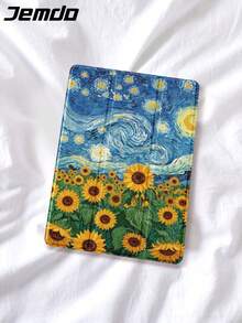 1 件梵高星空和向日葵花卉印花平板电脑保护壳，兼容 iPad 10.2、iPad Pro 11 英寸 2021/2020/10 代、iPad Mini 4/5/6、Galaxy Tab A8 10.5 英寸 2022、Matepad 10.4 英寸/Tab，带铅笔槽，自动睡眠/唤醒，礼物 - 彩色 - 查看 4