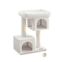 Cat Tree, 84 Cm Tower, L, Condo For Large Cats Up To 7 Kg, Large Perch, 2 Caves, Scratching Post, Cream White - White - View 8