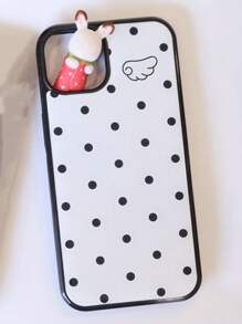 时尚可爱波点亮面软壳手机壳，适用于 17 Air、16、15、14、13、12、11 Pro Max、16、15、14 Plus，简约创意防震后盖 - 波點翅膀 - 查看 3