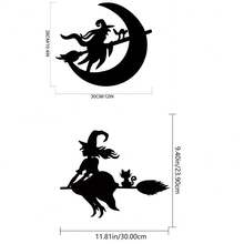 CIF BUY Decoración de pared de metal de una bruja misteriosa bailando con mariposas. Acabado negro elegante, perfecto para Halloween y decoración durante todo el año. Agrega una atmósfera gótica encantadora a cualquier espacio, adecuado para la decoración del hogar moderno, la decoración familiar, la decoración de la habitación, la decoración del dormitorio.