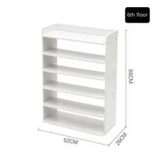 LIVINGANDHOME Living And Home 5-8 Tier Sturdy MDF Shoe Rack White Raised Guardrail Rounded Edges Vertical Storage Organizer For Home Entryway Bedroom Closet - White 62cm W X 26cm D X 88cm H - View 3