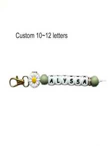 1 pieza Llavero de silicona con margarita personalizada, hebilla con nombre personalizado, regalo conmemorativo, regalo de Año Nuevo (personalizable de 1 a 3/4 a 6/7 a 9/10 a 12 caracteres)