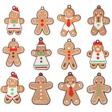 (8 szt./opakowanie) 7 cm piernikowy ludzik zawieszka choinkowa dekoracja urocza kreatywna świąteczna wesoła dekoracja domu - Wielokolorowe - Zobacz 15