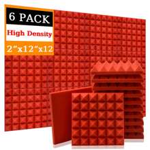 TOUO 金字塔吸音泡沫板 6-48 块，8 种颜色，高密度隔音泡沫 12 英寸 X 12 英寸 X 2 英寸 / 12 英寸 X 12 英寸 X 1.18 英寸，适用于墙壁、工作室、鼓室、办公室的隔音和声学处理 - 彩色 - 查看 39