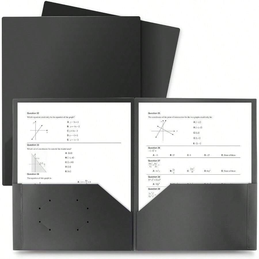 TLL Plastic Folders With Pockets Black 3 Pack 2 Pocket Poly Folders For School Home Or Office Durable AcidFree Poly Includes Removable Adhesive Labels - màu đen - Xem 1