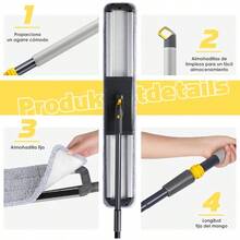 Large Flat Mop, Cleaning Mop With Telescopic Handle, Professional Industrial Mop With 3 Microfiber Pads For Dry And Wet Use, 80 X 11 X 154 Cm - Mopa de Microfibra - 查看 6