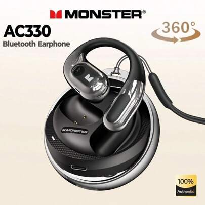 Monster Écouteurs Bluetooth 5.4 Monster AC330, son stéréo Hi-Fi surround 360°, sans fil, avec micro. Écouteurs de sport étanches IPX5, réduction du bruit d'appel