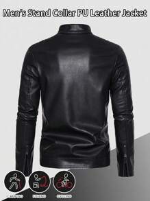 Men's Casual PU Leather Jacket, Vintage Motorcycle Jacket, Autumn/Winter