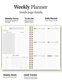 Trees Quaderno pianificatore settimanale non datato, agenda con programma giornaliero, pianificatore degli obiettivi con tracciamento delle abitudini, adatto per le donne