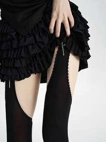 1双装 - 天鹅绒镂空个性连裤袜，微透明白色蕾丝塑身吊带连体袜（女士款） - 彩色 - 查看 8