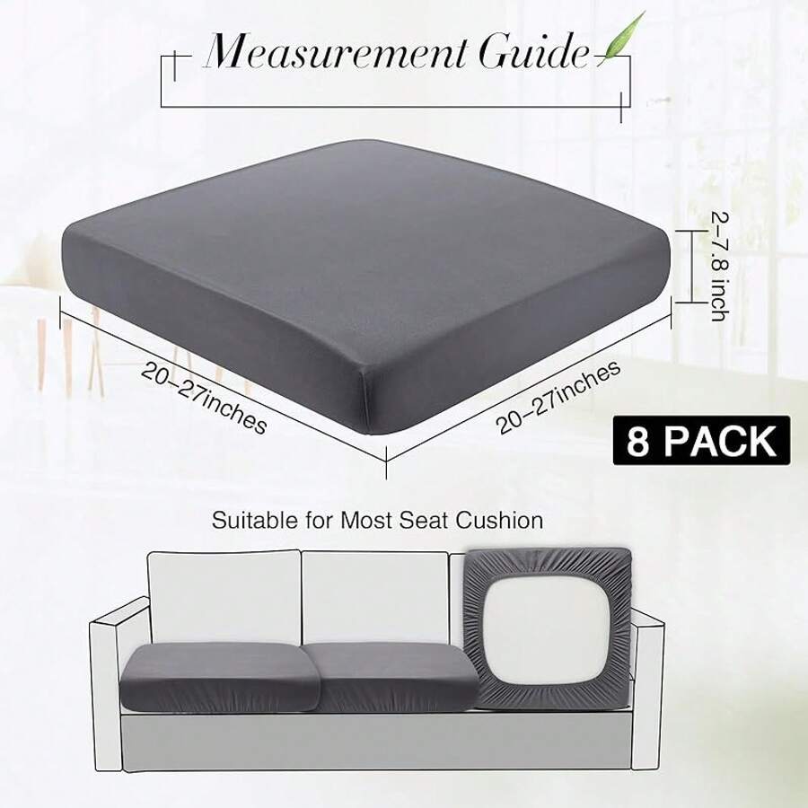 Newwiee 8Pcs Patio Cushion Covers Stretch Outdoor Cushion Cover Patio Furniture Sofa Couch Slipcovers, Soft Flexibility Washable Furniture Protector(Waterproof,Dark Gray) - Màu xám đen - Xem 1