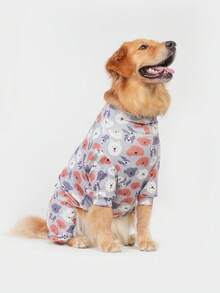 狗狗睡衣、狗狗康复服、狗狗服装、狗狗套头衫、狗狗StuffUltra、狗狗服装、狗狗衣服、狗狗配饰、小狗睡衣、小狗衣服、小狗配饰、小狗服装、适合中小型和大型犬种的睡衣，柔软有弹性，全身印花 - 灰色可爱狗狗图案，S-6XL - 灰色 - 查看 4