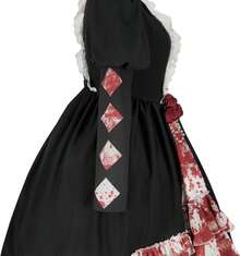 Gothic Lolita Bloody Bride Costume For Women, Kawaii Halloween Dress, Anime Doll Cosplay Party Outfit - 黑色 - 查看 10