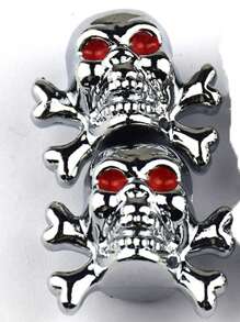 2 Capa de Válvula de Esqueleto - Combinação de Plástico+Metal Capa de Válvula de Pneu com Olhos Vermelhos e Design de Esqueleto, Adequada para Proteção de Pneus de Bicicleta, Motocicleta e Carro | Decoração de Esqueleto | Capa de Válvula, Decoração de Halloween