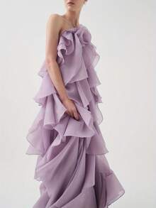 Women Summer Sleeveless Dress 3D Flowers Irregular Ruffles Backless Party Dress For Vacation Cocktail Beach Streetwear - Purple - View 4