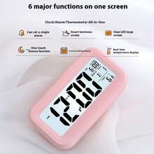 1pc Student Alarm Clock, Electronic Digital Desk Clock, Smart Multifunctional Clock With LED Backlight, Temperature, Calendar For Kitchen Timer Home Decor Room Decor
