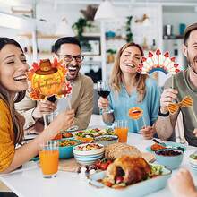 30 Packs Decorative Thanksgiving Photo Booth Props Reusable Give Thanks Harvest Turkey Paper Party Supplies Durable DIY Fall Funny Photo Prop With Stickers For Garden Indoor Thanksgiving Feast Party Decoration - Multicolor - View 4