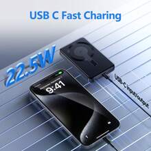 Batterie externe magnétique sans fil 10 000 mAh, Power Bank 22,5 W, noire, port Type-C, charge rapide, compatible avec Phone 12 à 16 pouces, étui MagSafe