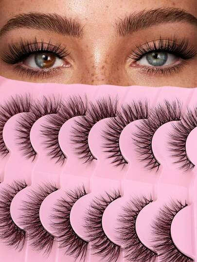 ICHICKISS 7 paia/35 paia di ciglie finte a forma di occhio di gatto, ciglie allungate morbide, ciglie per trucco non irritanti, riutilizzabili, adatte per extension ciglie, feste, matrimoni, viaggi e uso quotidiano, rendono gli occhi più radiosi, ciglie a striscia, ciglie finte