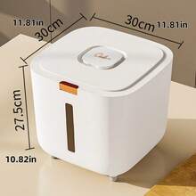 1 thùng đựng gạo dùng trong gia đình, chống côn trùng và chống ẩm, xi lanh đựng gạo kín, lọ đựng bột cao cấp, hộp đựng gạo dung tích lớn, khóa nắp tích hợp, thùng đựng gạo chống ẩm có cơ chế ép, thùng đựng gạo dung tích lớn có nắp mở bằng một nút bấm. - trắng - Xem 10