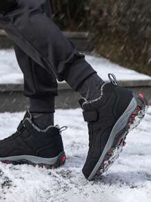 2025 Nowe zimowe buty śniegowe dla mężczyzn z pętelką na rzep, utrzymujące ciepło, sznurowane, do wędrówek na świeżym powietrzu, męskie, antypoślizgowe, odporne na zużycie, lekkie, proste, męskie botki do kostki, trekkingowe, miękkie, wygodne, trampki, festiwale, prezent, buty robocze dla mężczyzn, niezbędny strój zimowy, proszę wybrać rozmiar większy