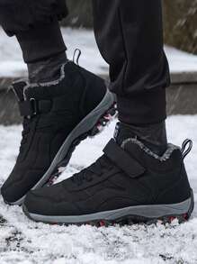 2025 Nowe zimowe buty śniegowe dla mężczyzn z pętelką na rzep, utrzymujące ciepło, sznurowane, do wędrówek na świeżym powietrzu, męskie, antypoślizgowe, odporne na zużycie, lekkie, proste, męskie botki do kostki, trekkingowe, miękkie, wygodne, trampki, festiwale, prezent, buty robocze dla mężczyzn, niezbędny strój zimowy, proszę wybrać rozmiar większy
