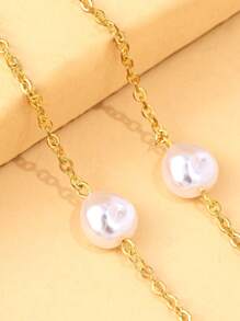 1pc Gold Sexy Bikini Body Chain, Faux Pearl Delicate Waist Chain, Club Party Jewelry For Women - Gold - View 8