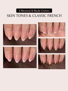 Conjunto de 150 unhas postiças curtas amendoadas - 5 sistemas de cores diferentes e modernos, unhas postiças francesas foscas, unhas postiças de gel macio, 15 tamanhos fáceis de fazer, adequado para meninas e mulheres como decoração de unhas de salão, pode ser usado como presente de verão para mulheres, unhas postiças de pressão, suprimentos para unhas - Multicolorido - Ver 3