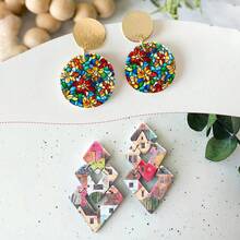 1 coală de hârtie de transfer pentru lut polimeric, imitație de marmură retro abstract flori lut transfer hârtie pentru cercei din lut polimeric, vintage flori margarete transfer hârtie lut bijuterii pictură în ulei bijuterii - Multicolor - Vizualizare 9