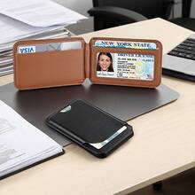 GSOIAX Magnetic Phone Wallet For IPhone 16/15/14/13/12 Pro/Max - MagSafe Compatible RFID Leather Card Holder Stick On Case, Strong Secure Attachment - 黑色 - 查看 6