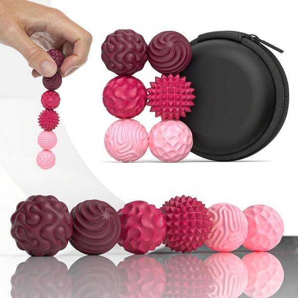 6/12 Pcs Silicone Magnetic Balls Fidgets Toys For Adults Teens, Stress Anxiety Relief Magnetic Sensory Toys For Autism ADHD, Large Texture Magnet Balls Office Desk Toy,Stocking Stuffers For Women Gifts (Colours And Details Are Random)