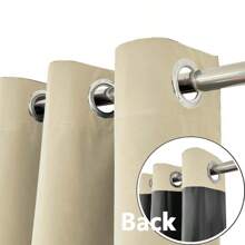 100% Blackout Curtains For Bedroom With Black Coated Film, Total Blackout Thermal Insulated Grommet Window Curtains-4pcs/Set