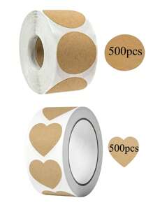 500pcs Mini Brown Kraft Round Label Stickers, DIY Stickers, Holiday Decorations, Seal Stickers For Gifts And Packaging, Plain Spiral Sketchbook, Simple And Portable Sketch Pads