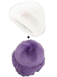 1顶女士加厚抓绒渔夫帽，时尚保暖冬帽，适合搭配羊毛大衣和冬季服装